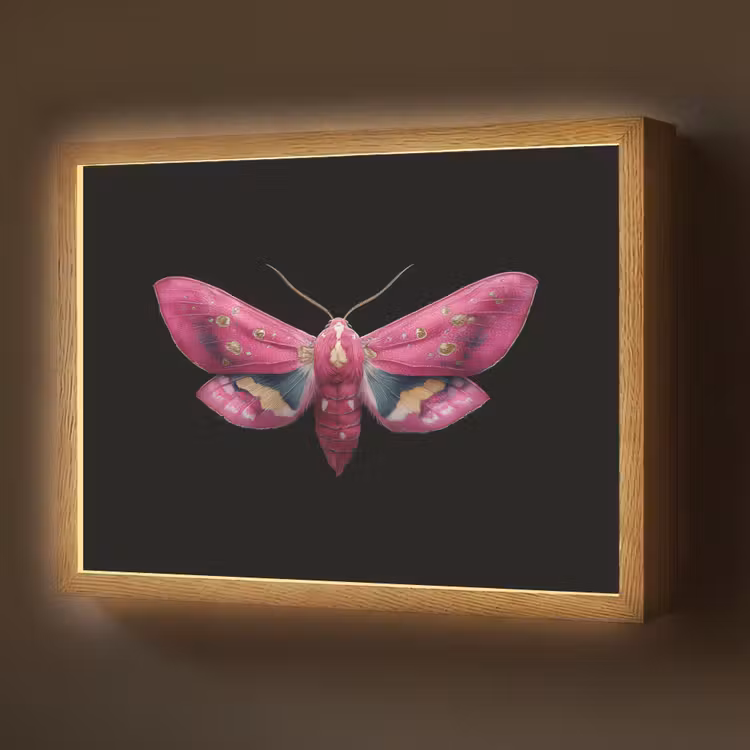 Vlinder - Roze - Nachtvlinder Light Box met batterij (Wandlamp) middel -z3d_website