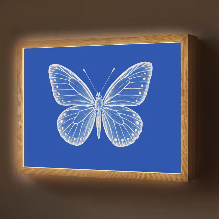 Vlinder - Wit - Getekend - Stippen Light Box met batterij (Wandlamp) middel -z3d_website