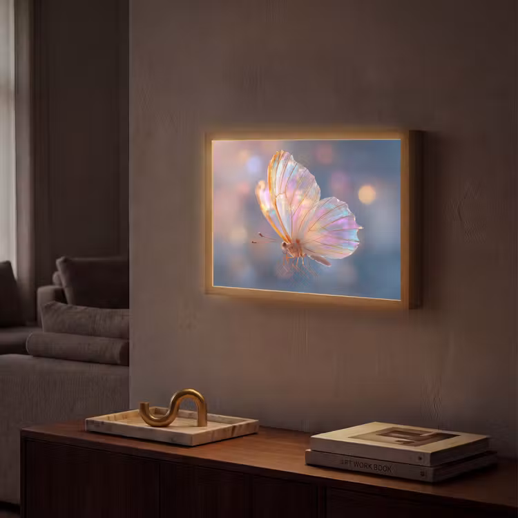 Vlinder - Vleugels - Pastel - Glinstering Light Box met batterij (Wandlamp) middel -sfeer1