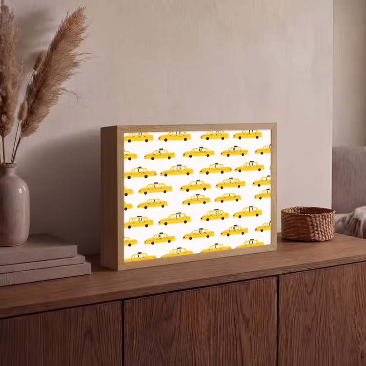 Taxi - Iconisch - Geel Light Box met batterij (Wandlamp) middel 907 -sfeer2