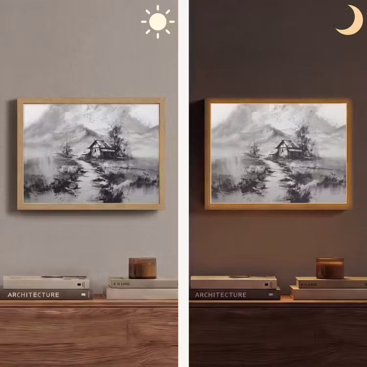 Hut - Grijs - Bergen - Mistig Light Box met batterij (Wandlamp) middel -sfeer3