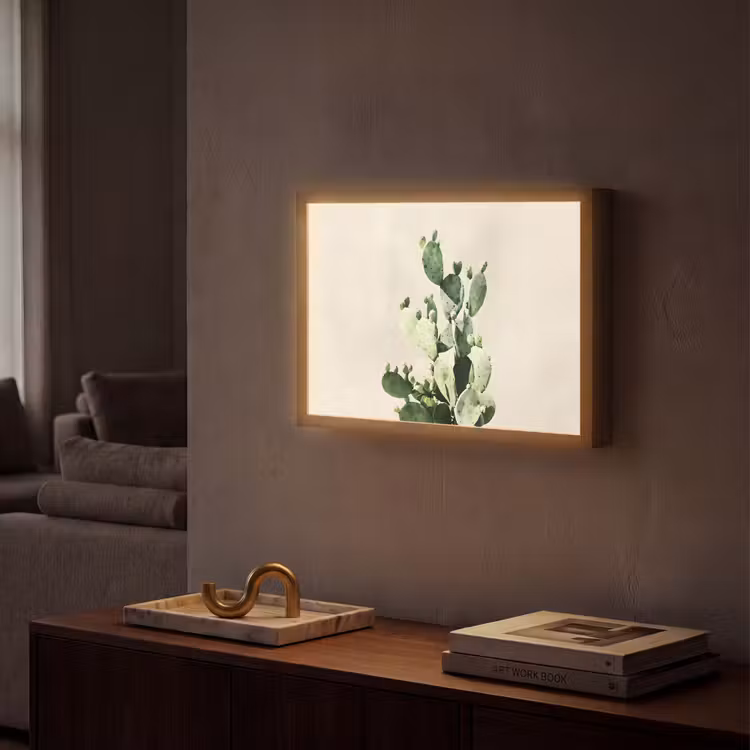 Cactus - Groen - Minimalistisch Light Box met batterij (Wandlamp) middel -sfeer1