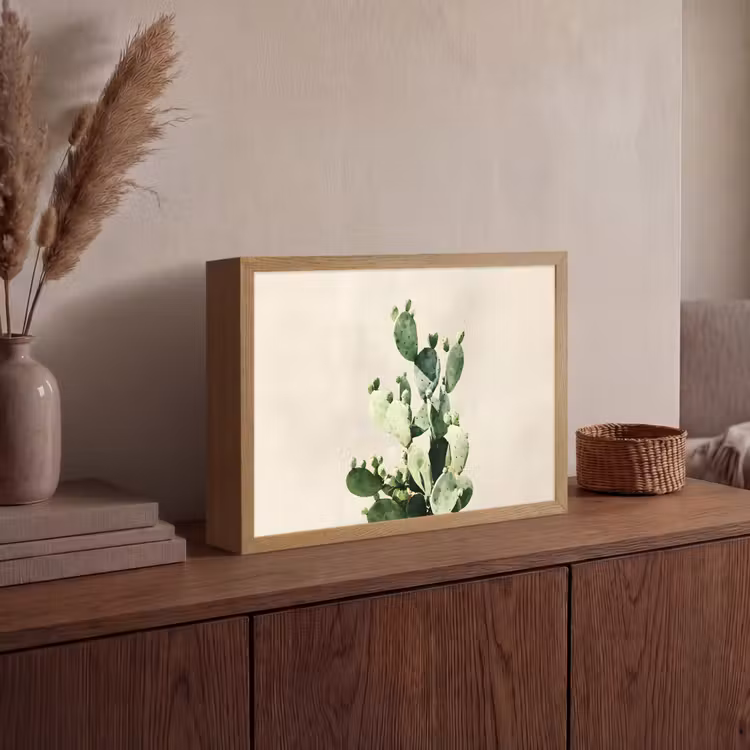 Cactus - Groen - Minimalistisch Light Box met batterij (Wandlamp) middel -sfeer2