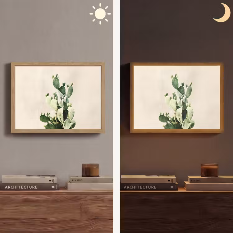 Cactus - Groen - Minimalistisch Light Box met batterij (Wandlamp) middel -sfeer3