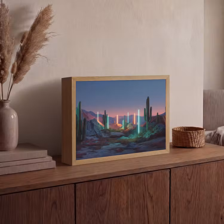 Cactus - Lichtzuilen - Zonsondergang Light Box met batterij (Wandlamp) middel -sfeer2