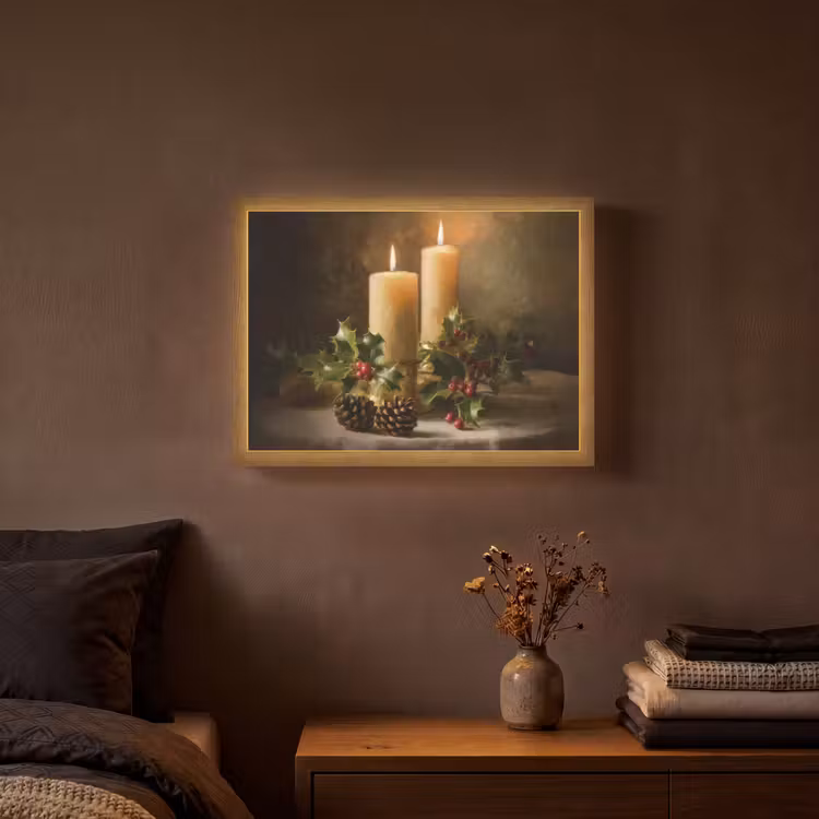 Kaarslicht - Kerst - Veelkleurig Light Box met batterij (Wandlamp) middel -sfeer4
