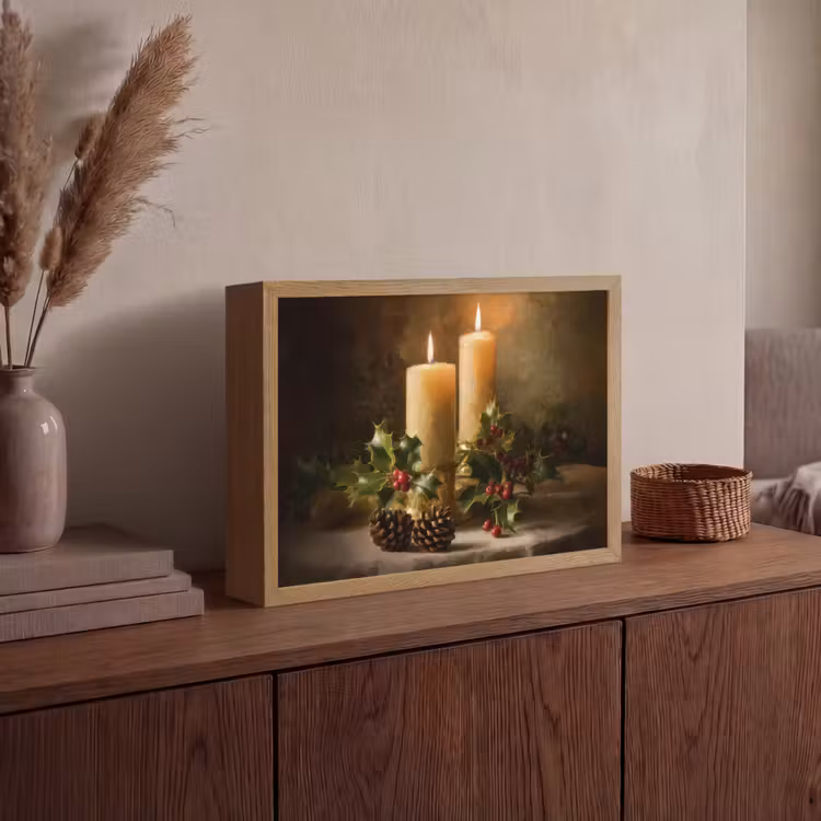 Kaarslicht - Kerst - Veelkleurig Light Box met batterij (Wandlamp) middel -sfeer2