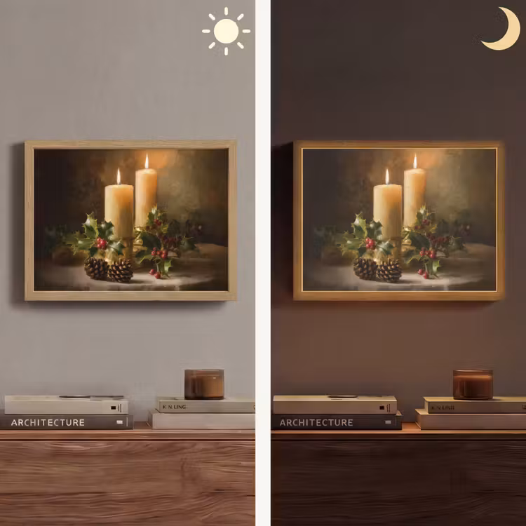 Kaarslicht - Kerst - Veelkleurig Light Box met batterij (Wandlamp) middel -sfeer3