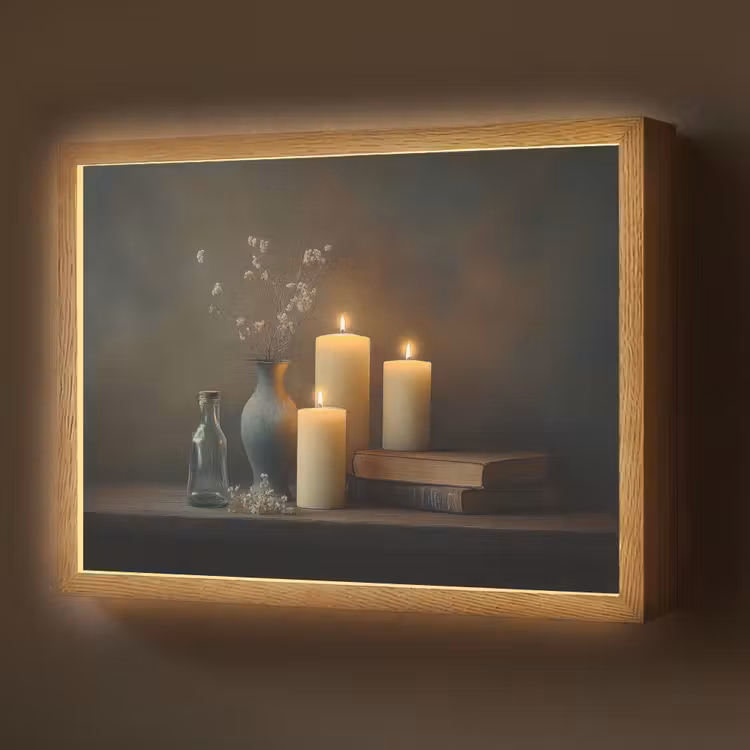 Kaarsen - Stilleven - Rustiek - Boeken Light Box met batterij (Wandlamp) middel -z3d_website