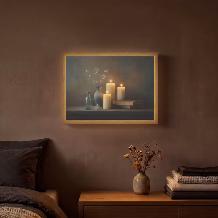 Kaarsen - Stilleven - Rustiek - Boeken Light Box met batterij (Wandlamp) middel -sfeer4