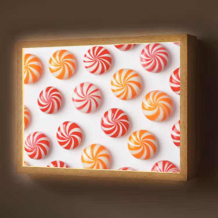 Snoep - Patroon - Rood - Oranje Light Box met batterij (Wandlamp) middel -z3d_website