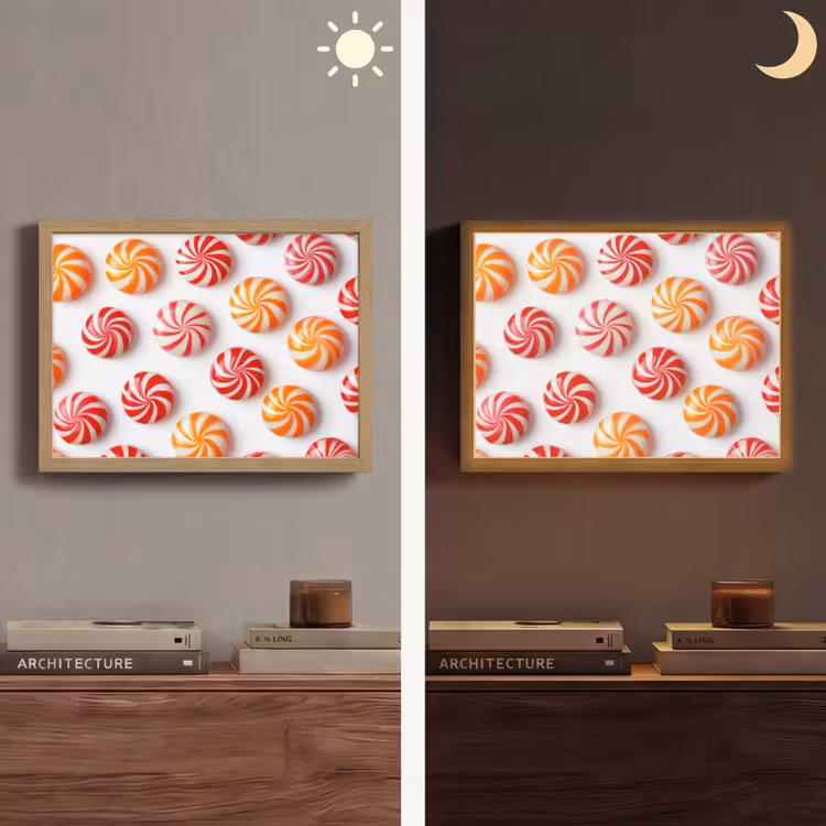 Snoep - Patroon - Rood - Oranje Light Box met batterij (Wandlamp) middel -sfeer3