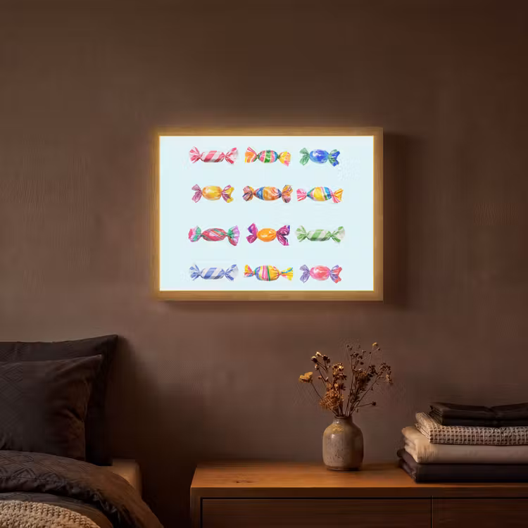 Snoepjes - Realistisch - Kleurrijk Light Box met batterij (Wandlamp) middel -sfeer4