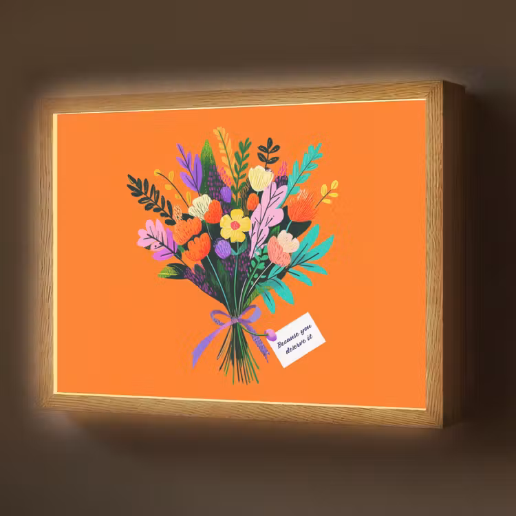 Kaartje - Boeket - Bloemen Light Box met batterij (Wandlamp) middel -z3d_website