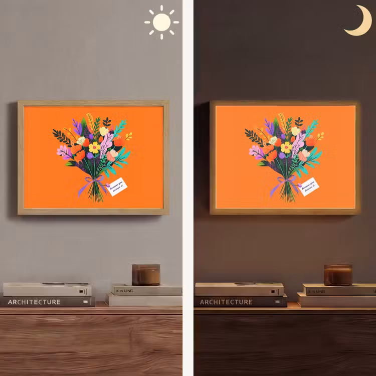 Kaartje - Boeket - Bloemen Light Box met batterij (Wandlamp) middel -sfeer3