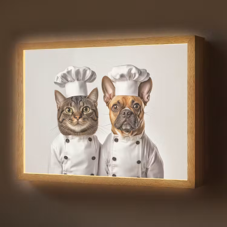 Kat - Hond - Kokskleding Light Box met batterij (Wandlamp) middel -z3d_website