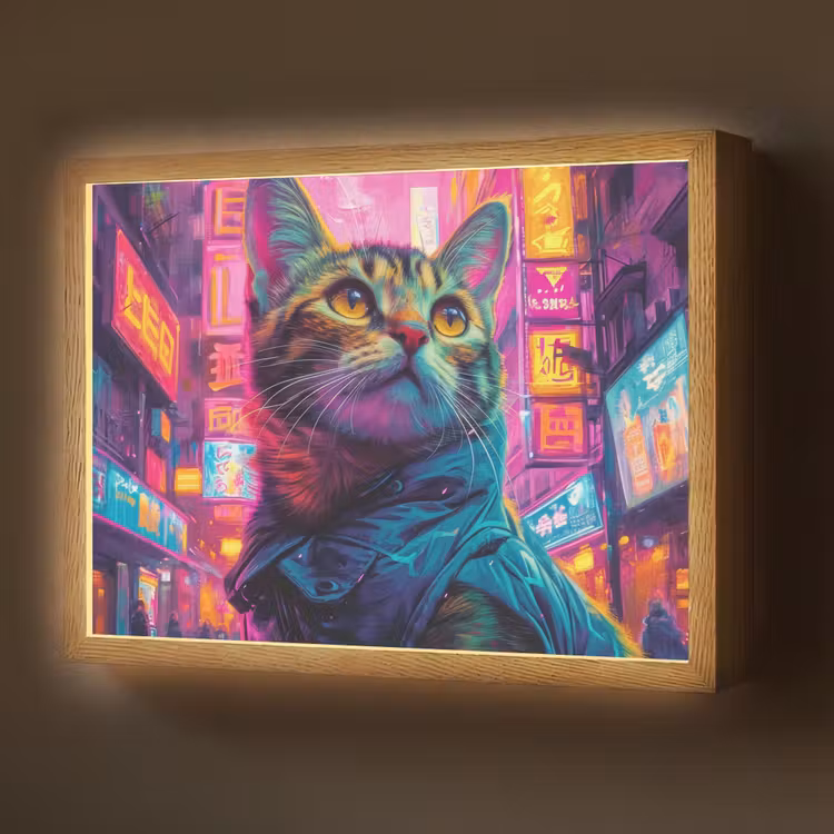 Kat - Pop art - China - Neon - Stad Light Box met batterij (Wandlamp) middel -z3d_website