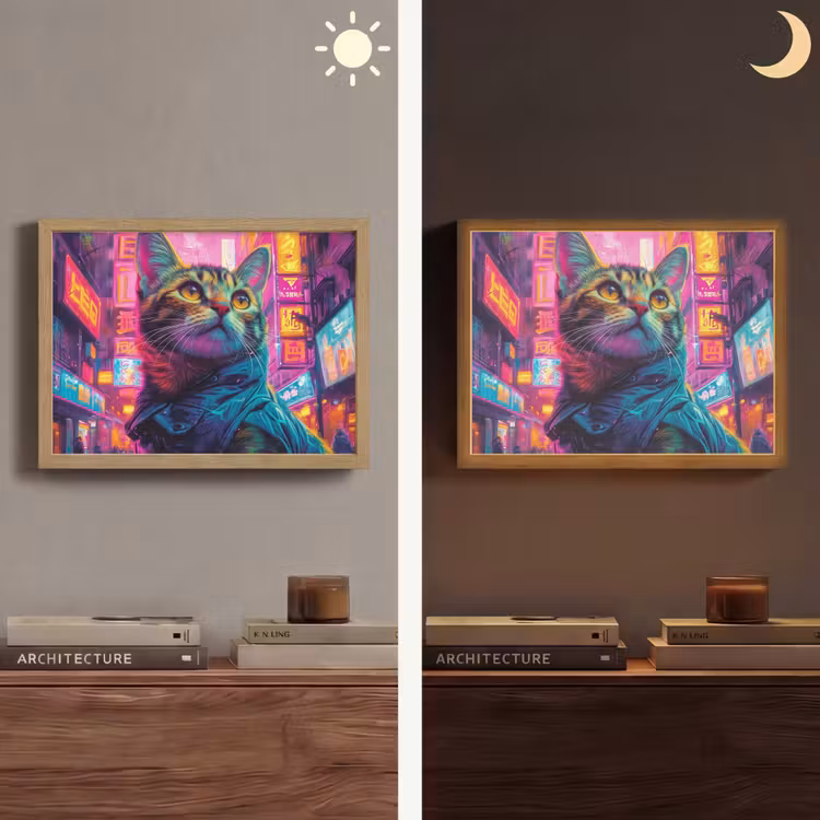 Kat - Pop art - China - Neon - Stad Light Box met batterij (Wandlamp) middel -sfeer3