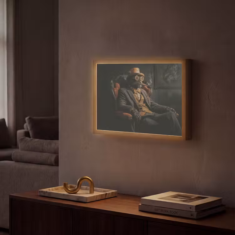 Kat - Pak - Oranje - Sigaar Light Box met batterij (Wandlamp) middel -sfeer1