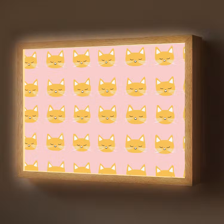 Katten - Patroon - Roze Light Box met batterij (Wandlamp) middel 907 -z3d_website