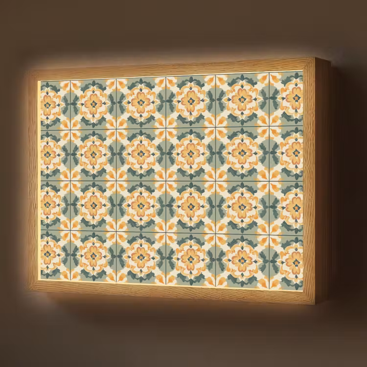 Keramiek - Verweerd - Kleurrijk Light Box met batterij (Wandlamp) middel 907 -z3d_website