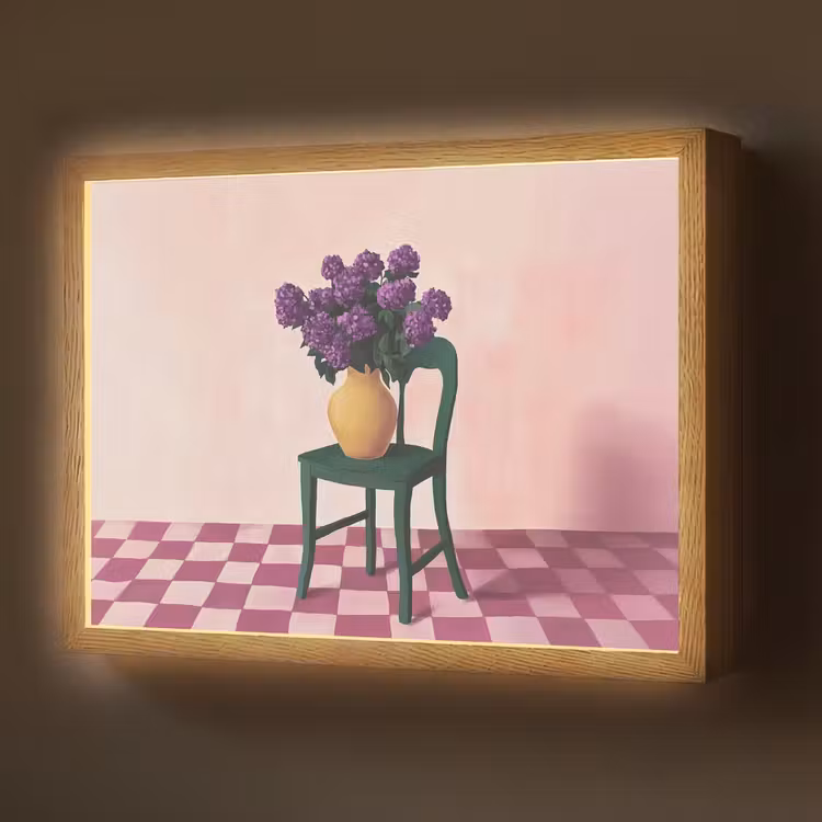 Stoel - Vaas - Bloemen - Geblokt Light Box met batterij (Wandlamp) middel -z3d_website