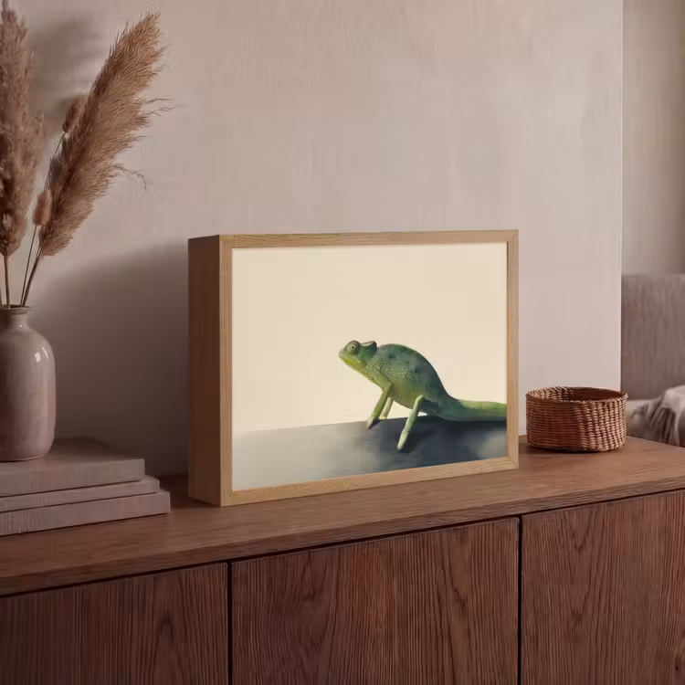 Kameleon - Groen - Minimalistisch Light Box met batterij (Wandlamp) middel -sfeer2