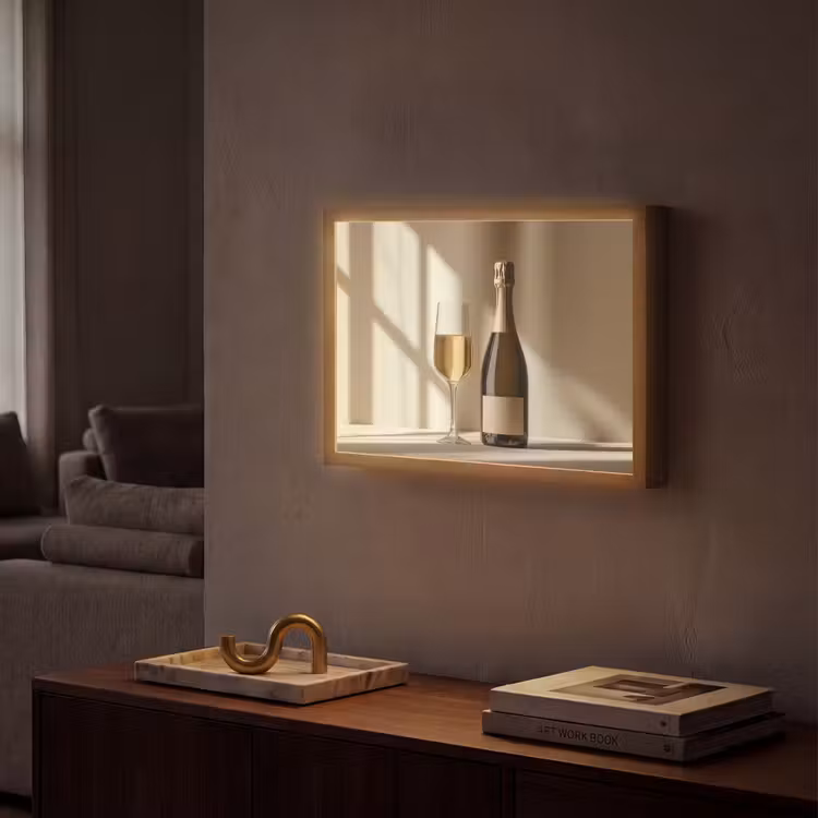 Champagne - Beige - Schaduw - Bubbels Light Box met batterij (Wandlamp) middel -sfeer1