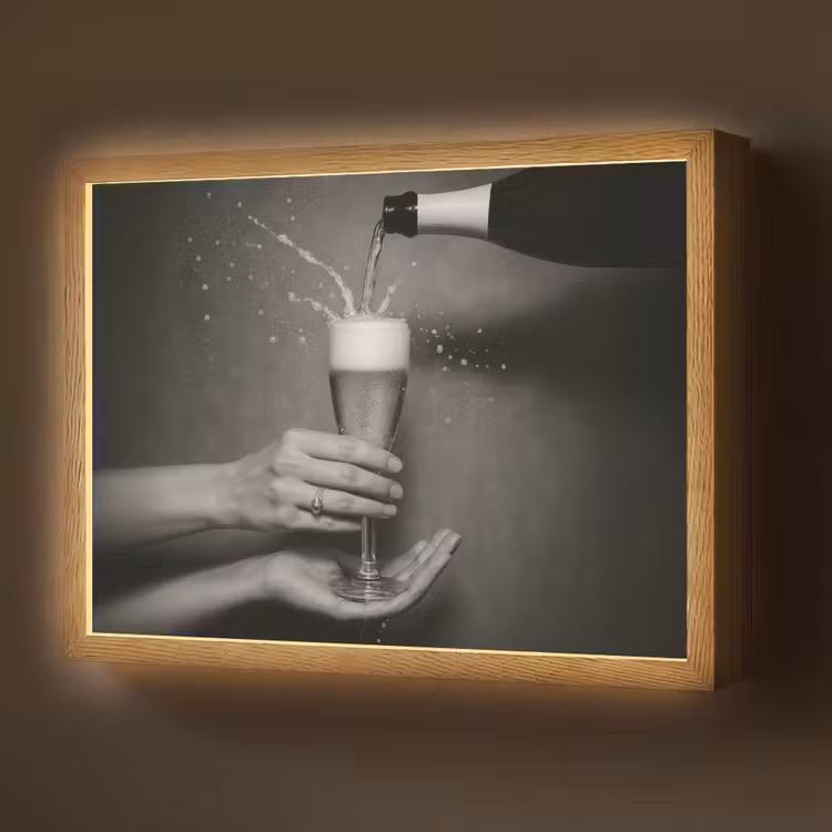 Champagnefles - Glas - Minimalistisch - Spetters Light Box met batterij (Wandlamp) middel -z3d_website