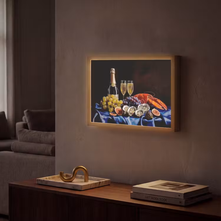 Champagne - Luxe - Oesters Light Box met batterij (Wandlamp) middel -sfeer1