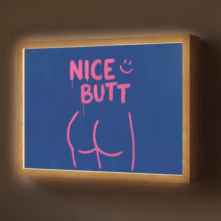 Brutaal - Grappig - Blauw Light Box met batterij (Wandlamp) middel -z3d_website