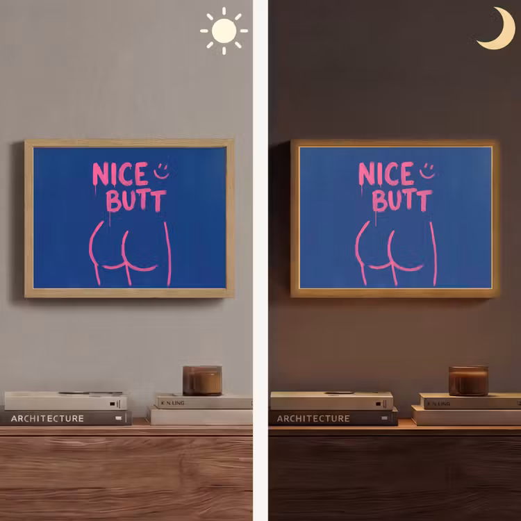Brutaal - Grappig - Blauw Light Box met batterij (Wandlamp) middel -sfeer3