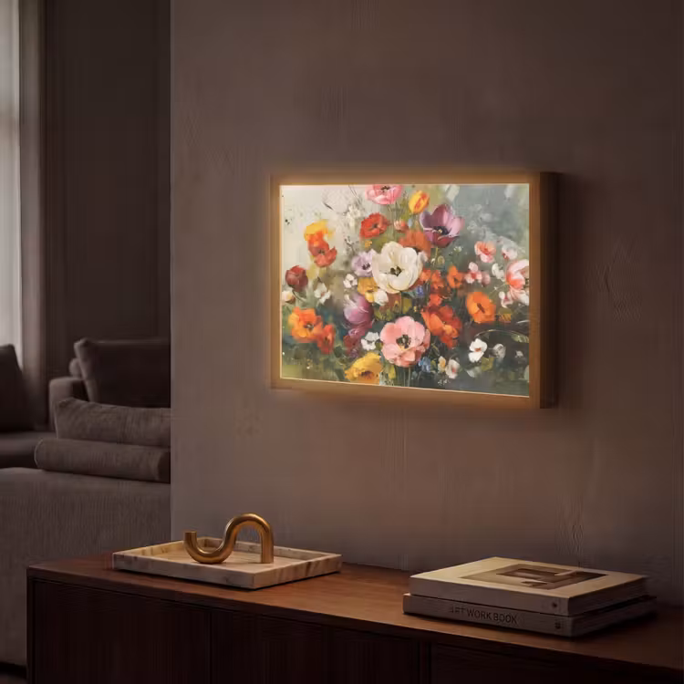 Vrolijk boeket - Dynamisch - Subtiele kleurspatten Light Box met batterij (Wandlamp) middel -sfeer1