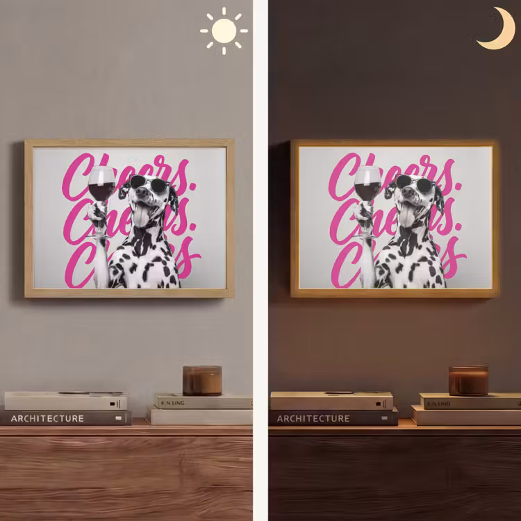 Cheers - Hond - Roze - Wijn Light Box met batterij (Wandlamp) middel -sfeer3