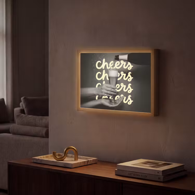 Cheers - Wijn - Zwart - Wit Light Box met batterij (Wandlamp) middel -sfeer1