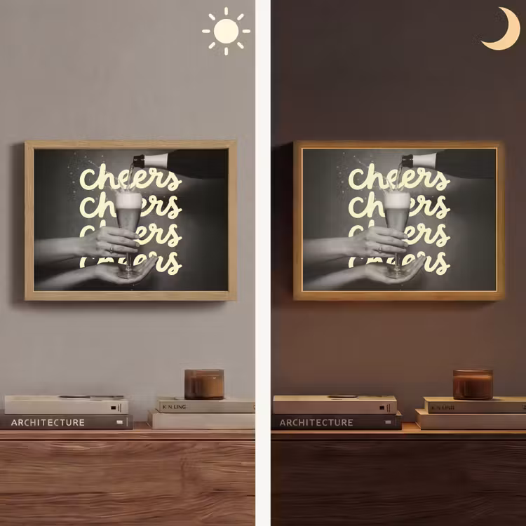 Cheers - Wijn - Zwart - Wit Light Box met batterij (Wandlamp) middel -sfeer3