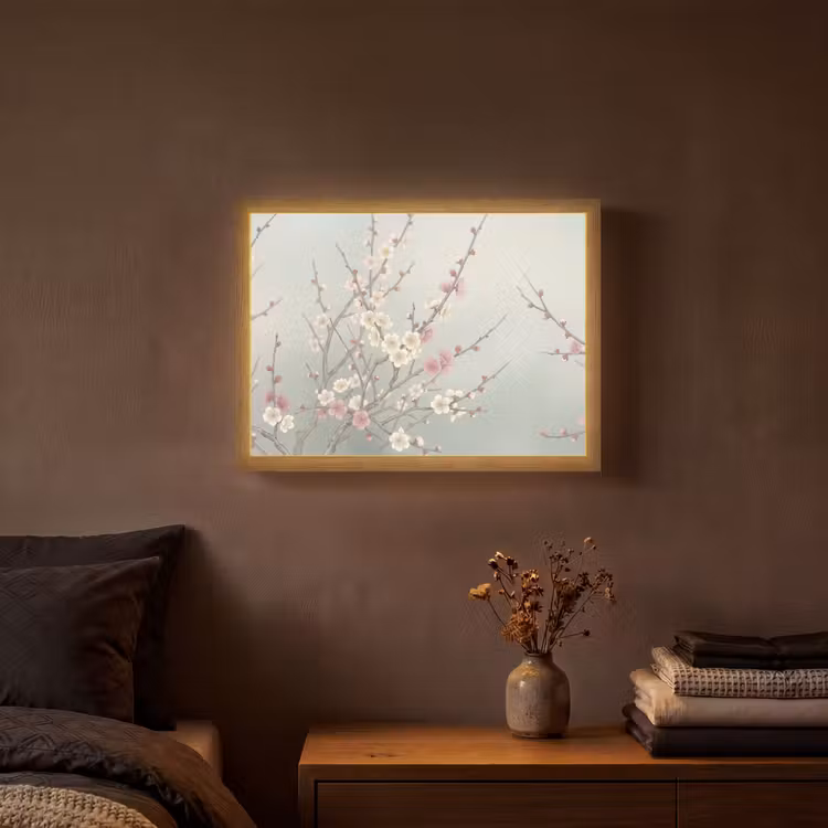 Kersen - Bloesem - Groen Light Box met batterij (Wandlamp) middel -sfeer4