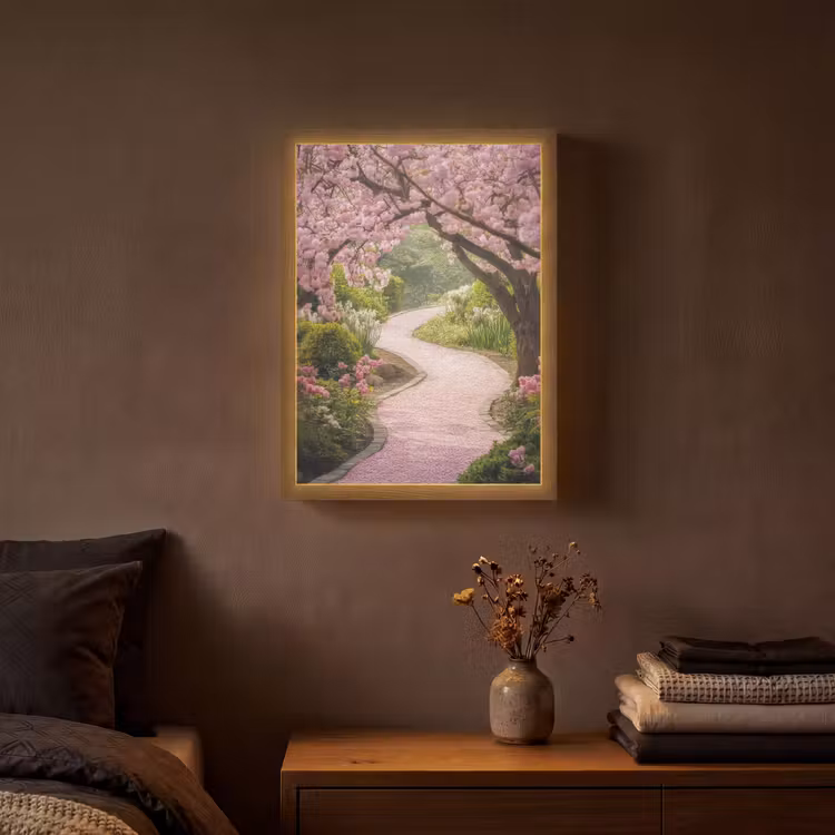 Kersenbloesem - Natuur - Sakura - Pad - Japanse tuin Light Box met batterij (Wandlamp) middel -sfeer4