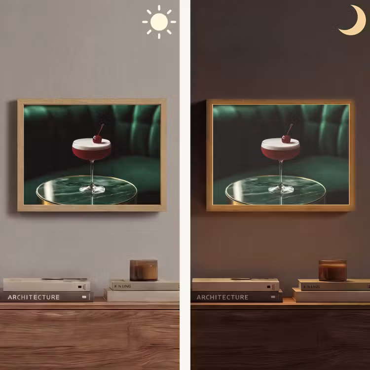 Kers - Cocktail - Rood - Marmer Light Box met batterij (Wandlamp) middel -sfeer3