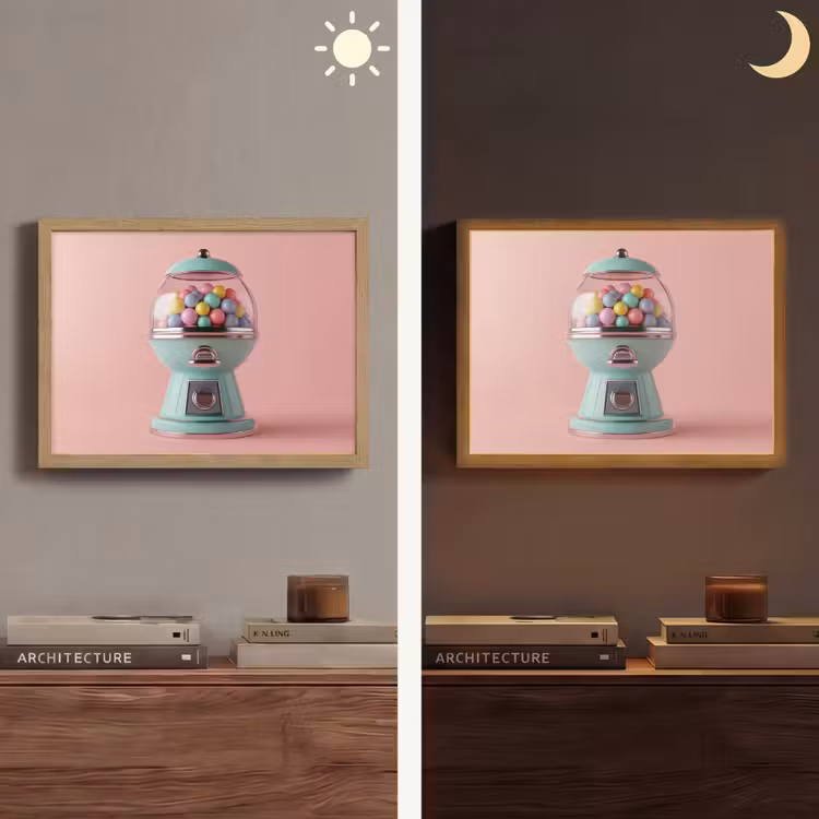 Kauwgom - Retro - Snoep - Roze Light Box met batterij (Wandlamp) middel -sfeer3