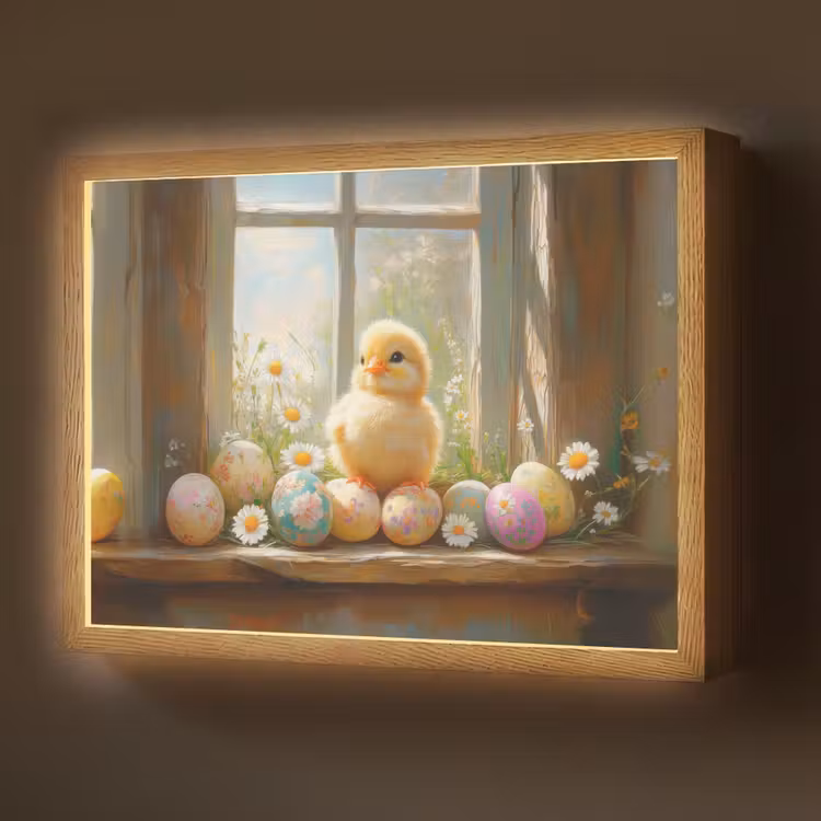 Kuiken - Raam - Paaseieren Light Box met batterij (Wandlamp) middel -z3d_website