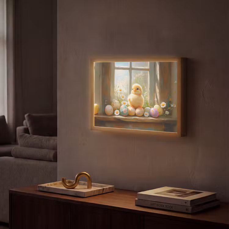 Kuiken - Raam - Paaseieren Light Box met batterij (Wandlamp) middel -sfeer1