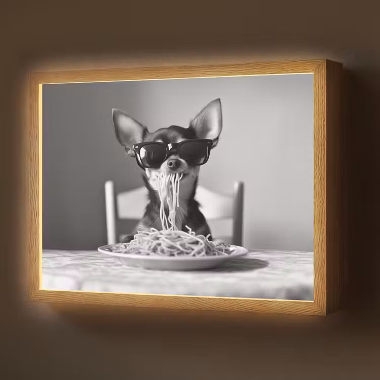 Chihuahua - Hond - Zonnebril - Humoristisch - Zwart - Wit - Spaghetti Light Box met batterij (Wandlamp) middel -z3d_website