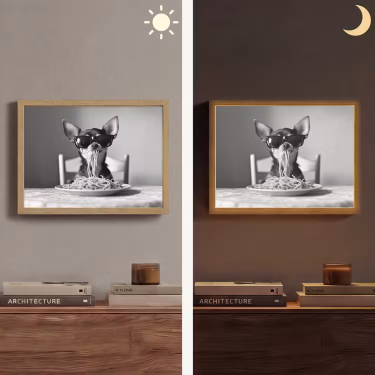 Chihuahua - Hond - Zonnebril - Humoristisch - Zwart - Wit - Spaghetti Light Box met batterij (Wandlamp) middel -sfeer3