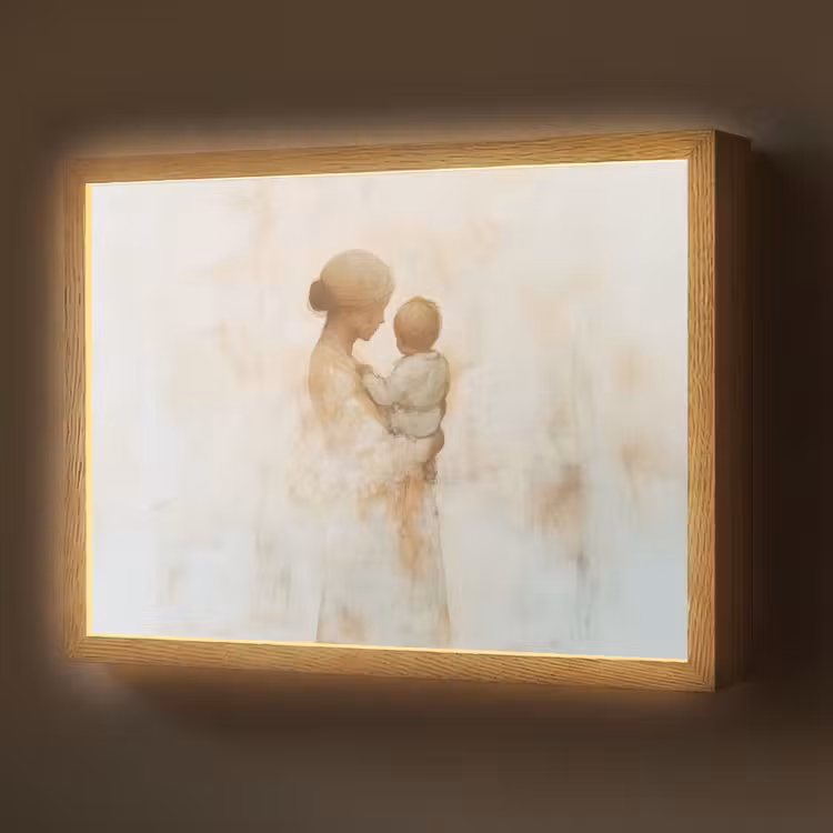 Kind - Moeder - Waterverfschilderij Light Box met batterij (Wandlamp) middel -z3d_website