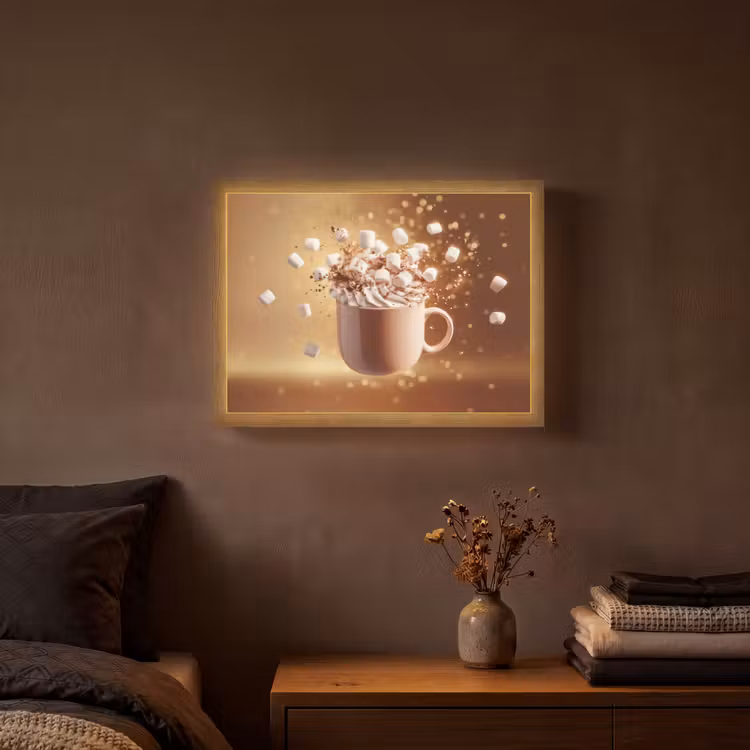 Chocomelk - Drinken - Warm - Bruin Light Box met batterij (Wandlamp) middel -sfeer4
