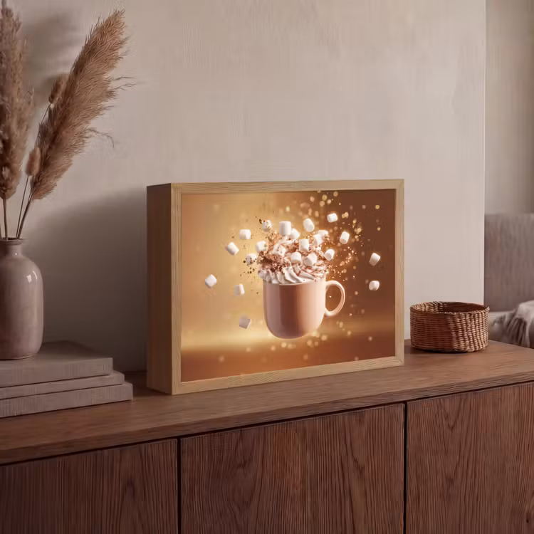 Chocomelk - Drinken - Warm - Bruin Light Box met batterij (Wandlamp) middel -sfeer2