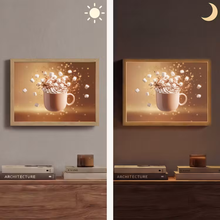 Chocomelk - Drinken - Warm - Bruin Light Box met batterij (Wandlamp) middel -sfeer3