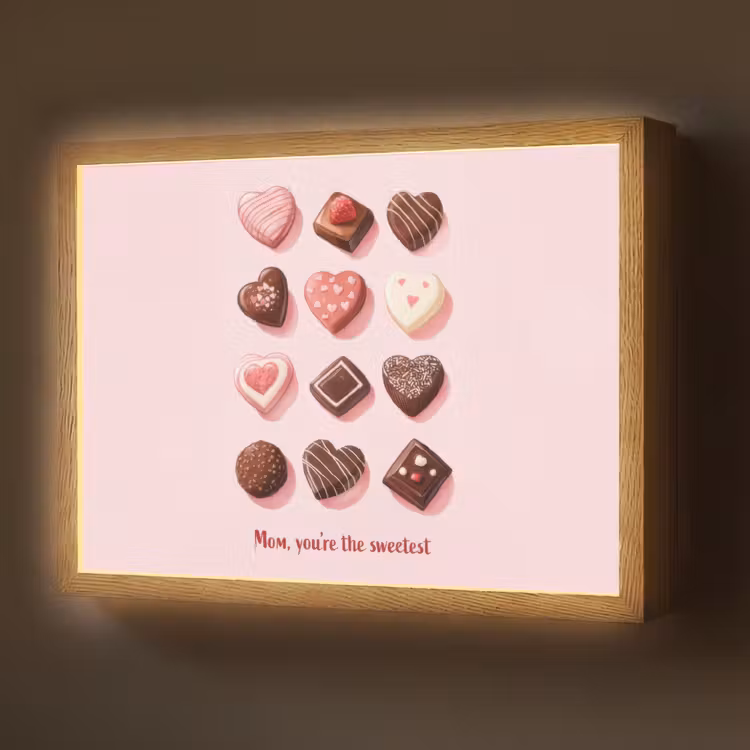 Chocolaatjes - Hartvormig - Liefste Light Box met batterij (Wandlamp) middel -z3d_website