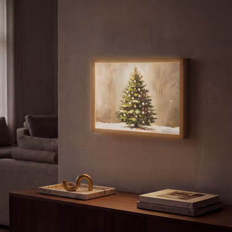 Kerst - Sfeer - Groen Light Box met batterij (Wandlamp) middel -sfeer1